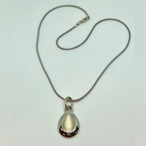 Stainless steel white teardrop pendant necklace